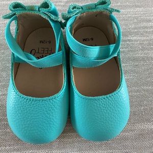 Tiffany Blue Monkey Feet Bow Back Ballet Flats. 6-12mo.